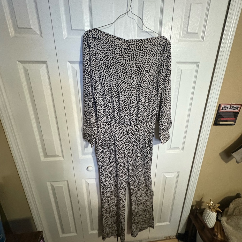 DIANE von FURSTENBERG ROSE HEART CYNTHIA BLACK & WHITE SILK JUMPSUIT